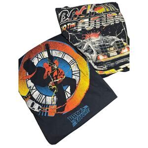 Lot of 2 BACK TO THE FUTURE Black T-Shirts by FRIGHT RAGS Men's Size 3XL